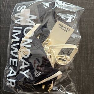 Monday Swimwear Elegant Black and Cream Bikini